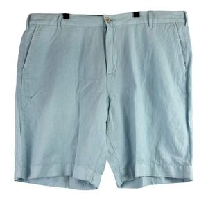 Faherty Tradewinds Linen Blend Flat Front Shorts Mens 38 Light Blue Coastal